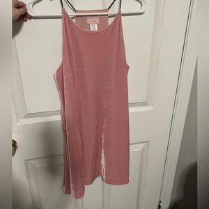 pink velvet dress